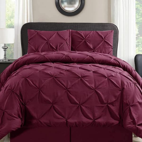 Shatex 3-Pieces All Season Bedding Ultra Soft 100% Microfiber Polyester Red Wine Queen Set with 2-Pillow Shams