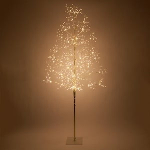 7 ft. Artificial Gold Lighted Tree with 930 Warm White LED Fairy Lights