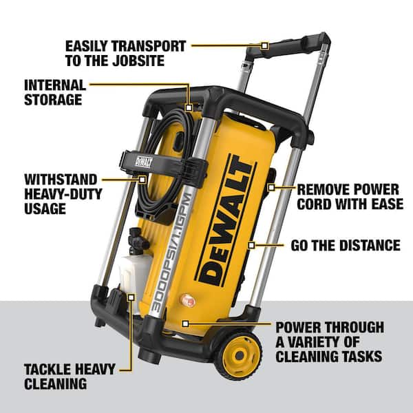 3000 PSI 1.1 GPM 15 Amp Cold Water Electric Pressure Washer with Internal Equipment Storage