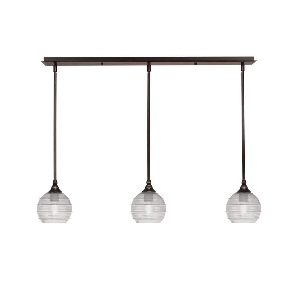 Livingston 100-Watt 3-Light Dark Granite Shaded Pendant Light with 6 in. Cl
