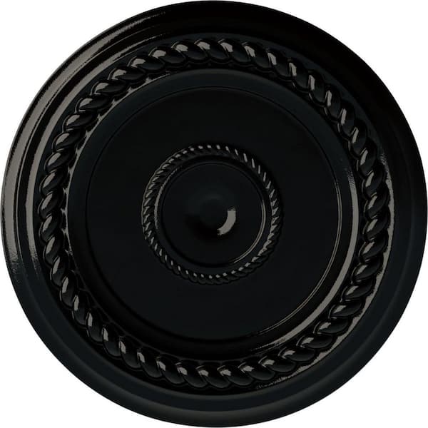 Ekena Millwork 1-1/2 in. x 19-5/8 in. x 19-5/8 in. Polyurethane Alexandria Rope Ceiling Medallion, Black Pearl