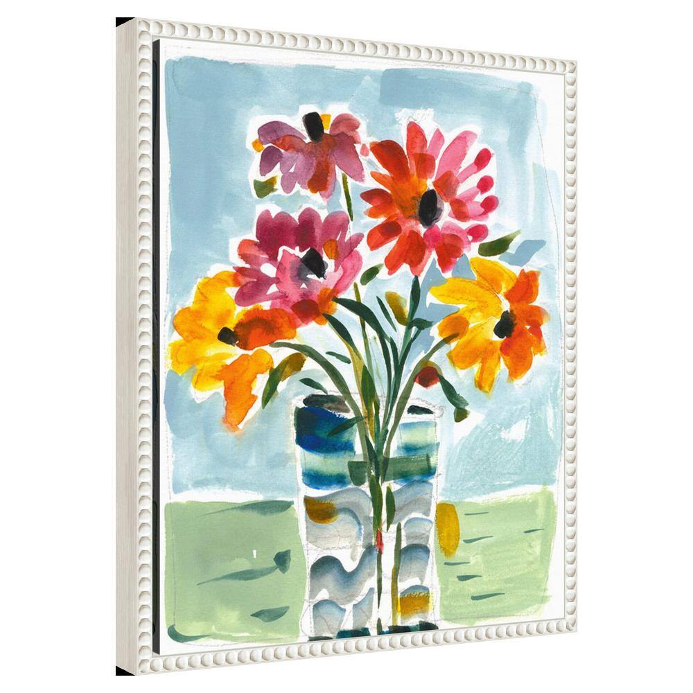 Colorful Floral Canvas Print with Beaded White Frame, 16 x 20