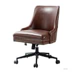 JAYDEN CREATION Taurino Contemporary Brown Leather Swivel Height