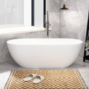 69 in. x 29in. Stone Resin Freestanding Flatbottom Soaking Bathtub Center Drain in Matte White