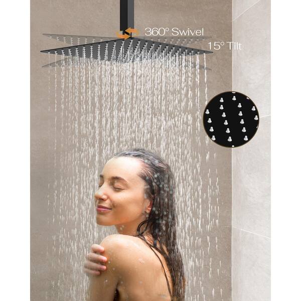 YAWWALK Thermostatic 5-Spray 12 in. Ceiling Mount Dual