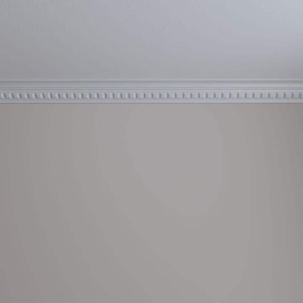 Primed White Geometric Crown Moulding Sample, 12" Length
