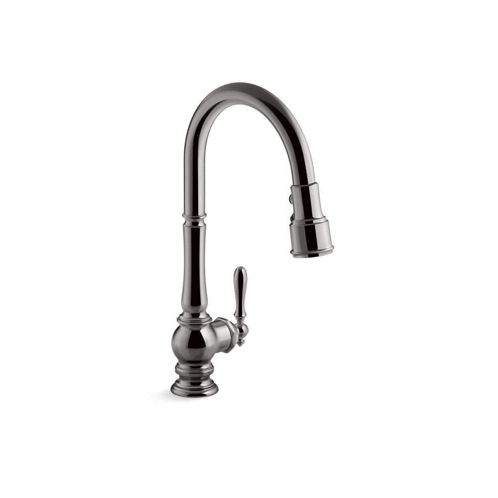 Kohler Artifacts Single Handle Pull Down Sprayer Kitchen Faucet In Vibrant Titanium 99259 Tt 