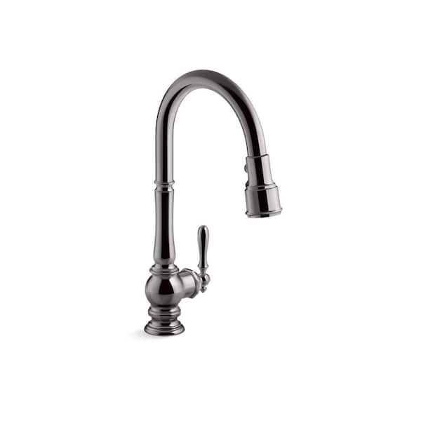 KOHLER Artifacts Single-Handle Pull Down Sprayer Kitchen Faucet in Vibrant Titanium
