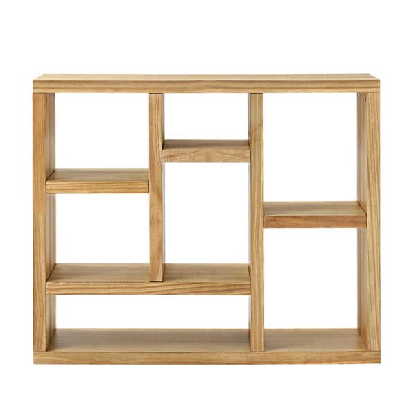 FUNKOL 43 in. L x 14 in. W x 36 in. H Natural Wooden Open Floor-to-Ceiling Bookshelf Ready to Assemble Kitchen Cabinet