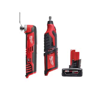 M12 12V Lithium-Ion Cordless Oscillating Multi-Tool with M12 Rotary Tool and 6.0 Ah XC Battery Pack