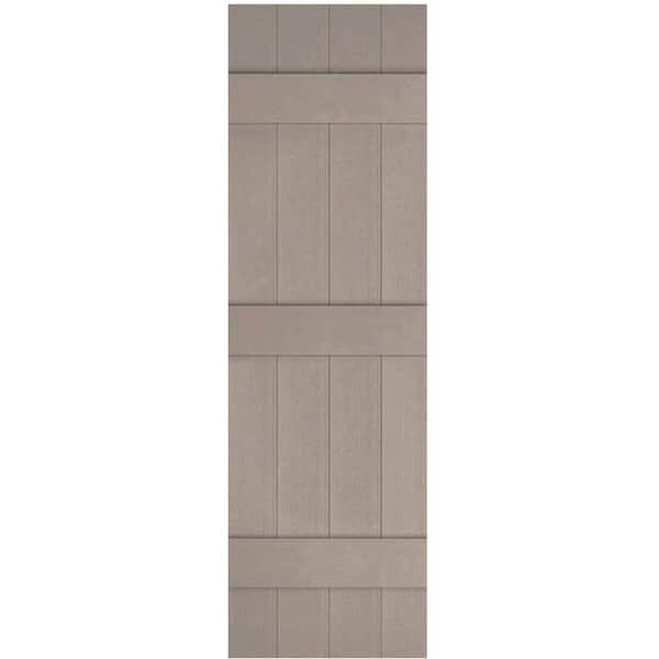 Ekena Millwork 14 in. x 63 in. Lifetime Vinyl Custom Four Board Joined Board and Batten Shutters Pair Clay