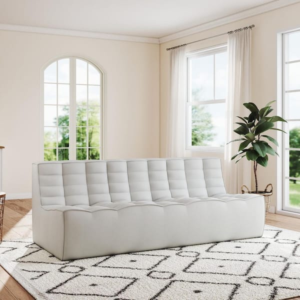 82 in. Gray Modular Fireside Lazy Floor Sofa Couch Linen 3-Seater Loveseat Sectional Sofa for Living Room, Apartment