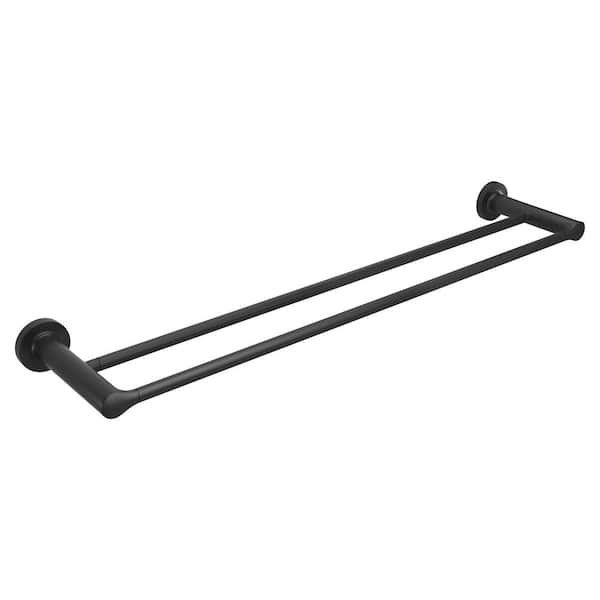 Studio S 24 in. Wall Mounted Double Towel Bar in Matte Black
