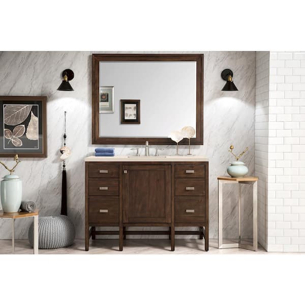 James Martin Vanities Addison 48 in. W x 23.5 in. D x 35.5 in. H Bath Vanity in Mid Century Acacia with Quartz Vanity Top in Eternal Marfil