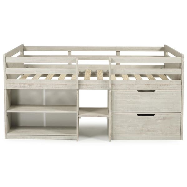 Donco Kids Rustic Light Grey Twin Low Loft Bed