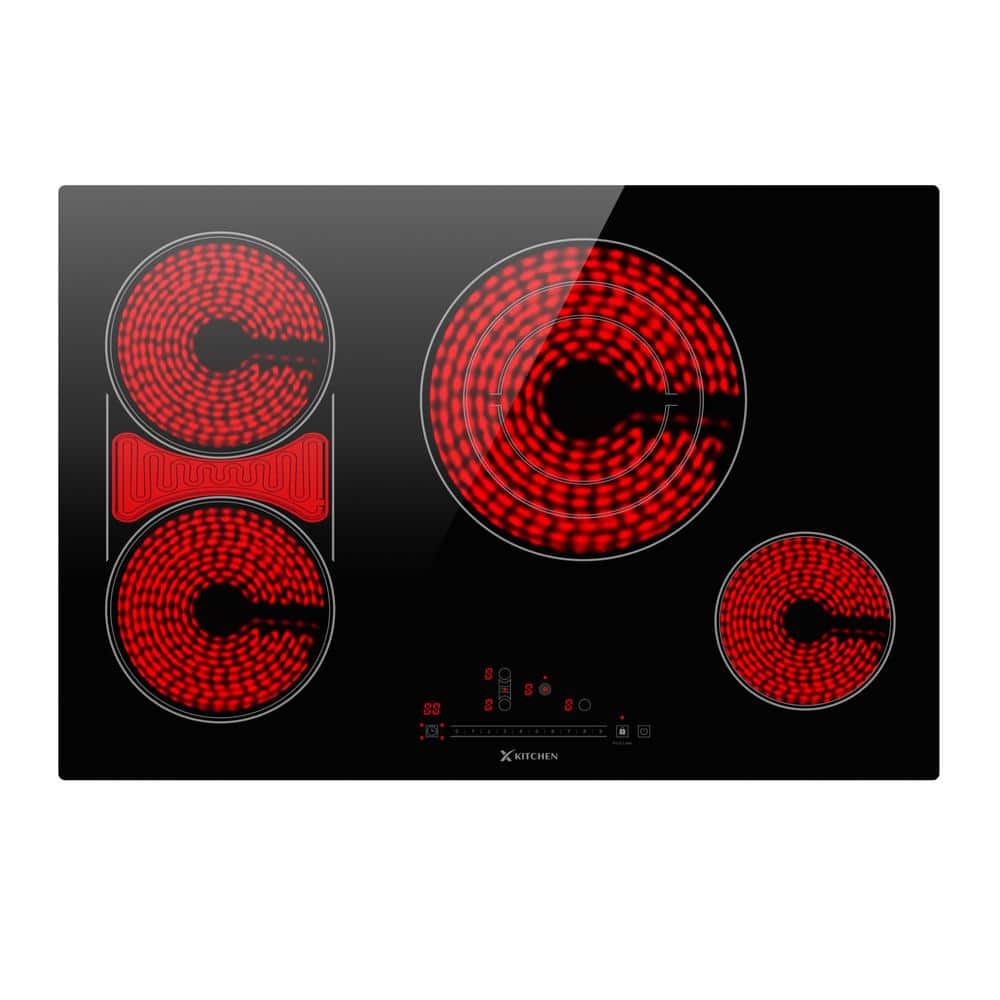 30 in. 4-Burners Radiant Electric Cooktop in Black with Tri-Ring Element, Bridge Element and ETL/FCC Certified