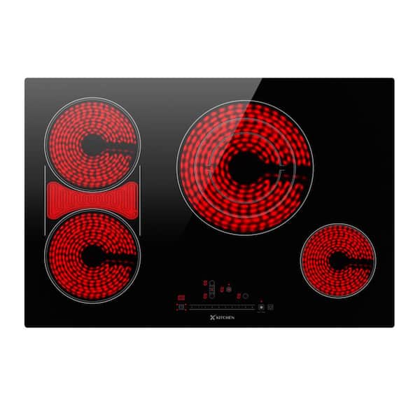 30 in. 4-Burners Radiant Electric Cooktop in Black with Tri-Ring Element, Bridge Element and ETL/FCC Certified