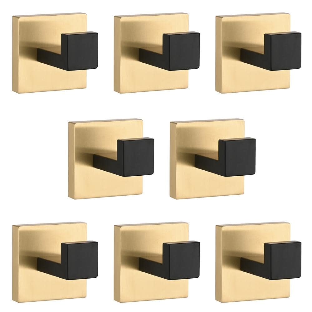 8-Piece Matte Black and Gold Stainless Steel Bathroom Hardware Set