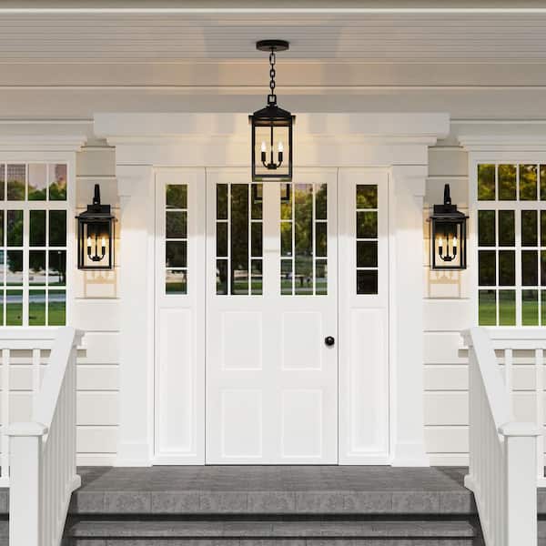 2-Light Black Outdoor Wall Lantern Sconce