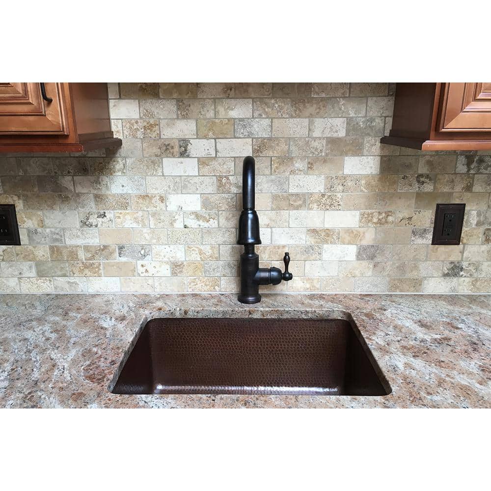25" Hammered Copper Drop-In Single Basin Kitchen Sink