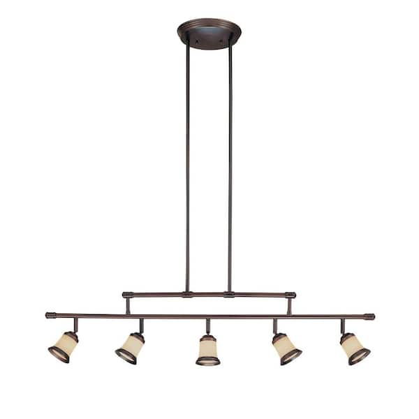 Hampton Bay 5-Light Antique Bronze Adjustable Height Track Lighting Fixture with Multi-Directional Spotlights