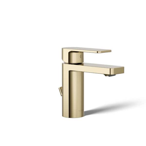 KOHLER Parallel Single Handle Single Hole Bathroom Faucet in Vibrant French Gold