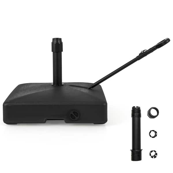 Mobile Patio Umbrella Base in Black with Wheels 132 lbs. Water and Sand Fillable Umbrella Stand