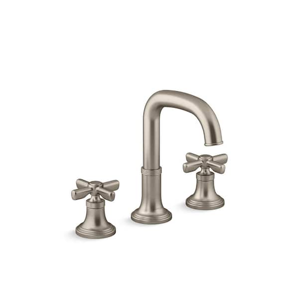 KOHLER Paces 8 in. Widespread Double Handle Bathroom Faucet with Cross Handles in Vibrant Brushed Nickel