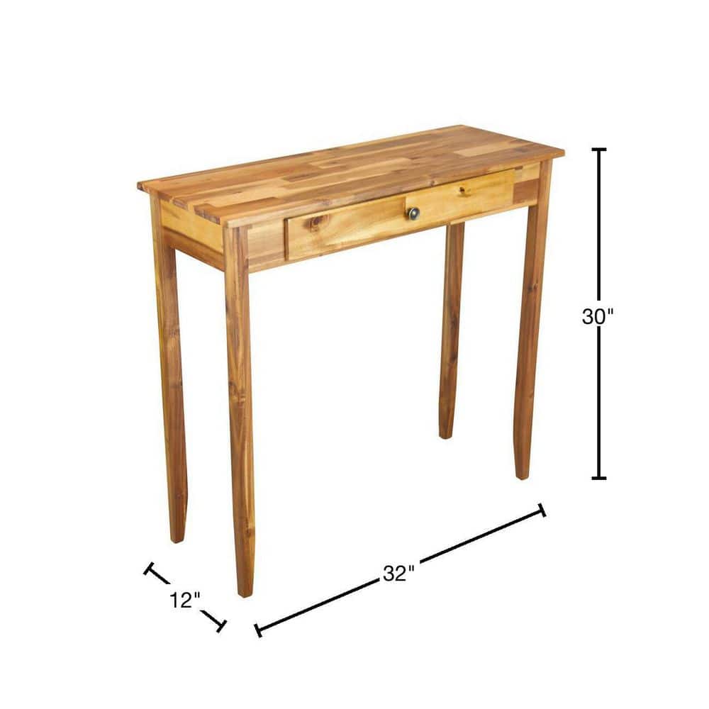 Natural Acacia Wood Console Table with Drawer and Storage