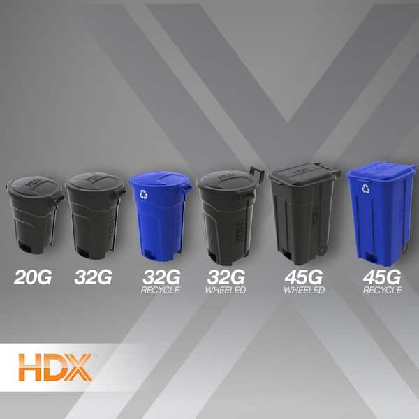 HDX 45 Gal. Blue Outdoor Vented Recycling Trash Can with
