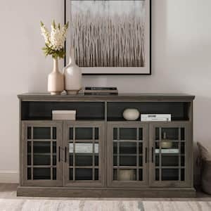 58 in. Slate Gray Wood TV Stand Fits TVs Up to 64 in. with Storage Doors