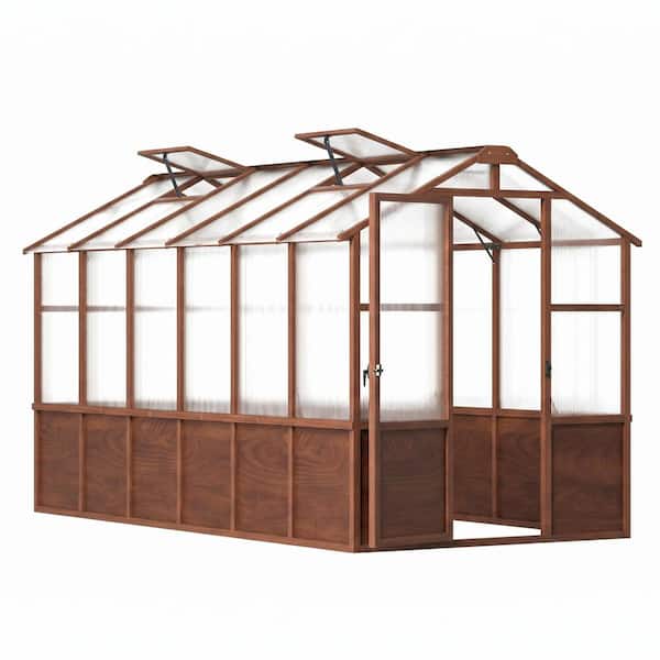 Epicpoplar 6 ft. x 12 ft. Walk-In Wood Greenhouse with Twin-Wall
