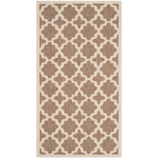 SAFAVIEH Courtyard Brown/Bone Doormat 3 ft. x 5 ft. Geometric Indoor/Outdoor Patio Area Rug