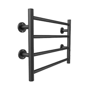 4-Bars Wall Mounted Electric Heated Towel Warmer, Heated Towel Drying Rack in Black Stainless Steel