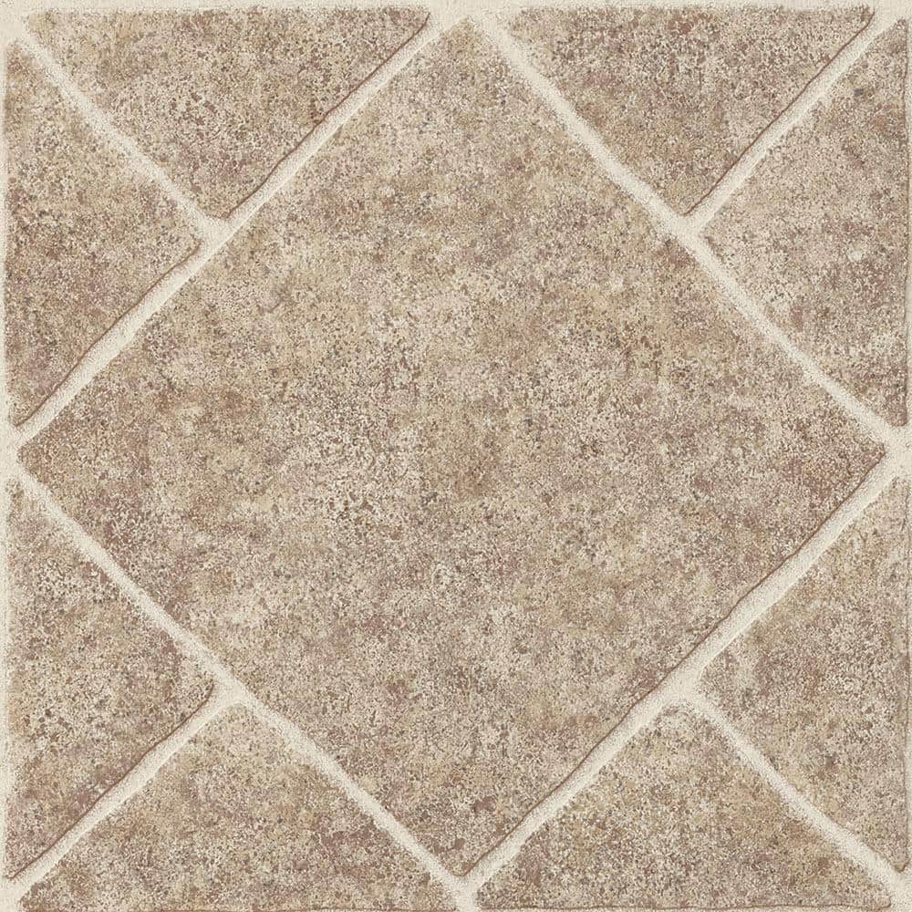 Diamond Limestone Umber 12 in. x 12 in. Residential Peel and Stick Vinyl Ti