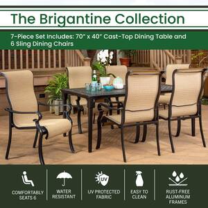 Brigantine 7-Piece Patio Outdoor Dining Set with 6-Dining Chairs and Aluminum Rectangular Dining Table