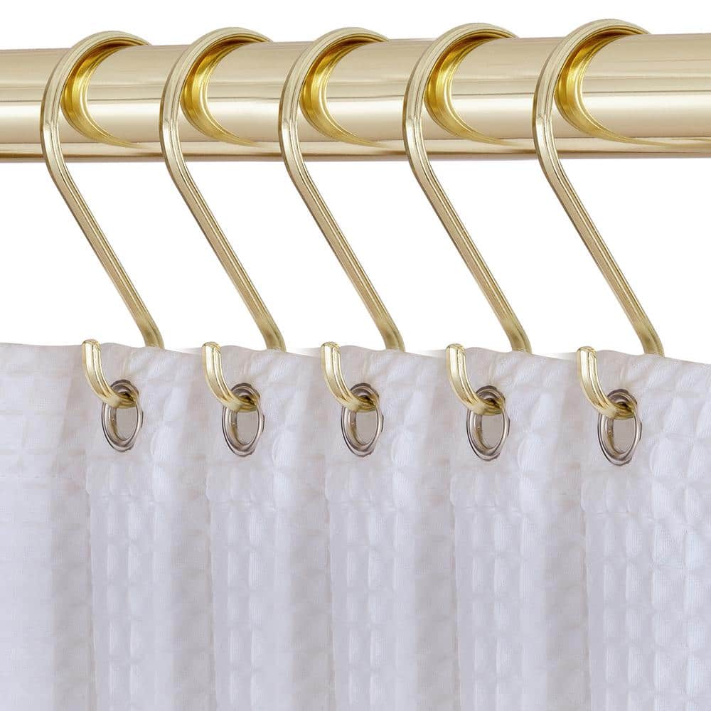 Decorative Seashell Shower Curtain Hooks Hangers Set of 10 Golden Metal Clam