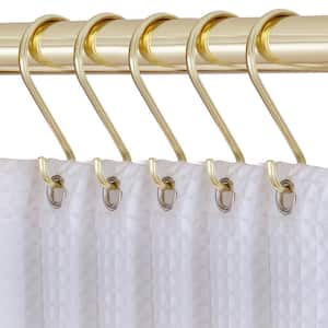 Shower Rings, Rustproof Zinc Shower Curtain Hooks Rings, S Shaped Hooks for Shower Curtains, Set of 12, Gold