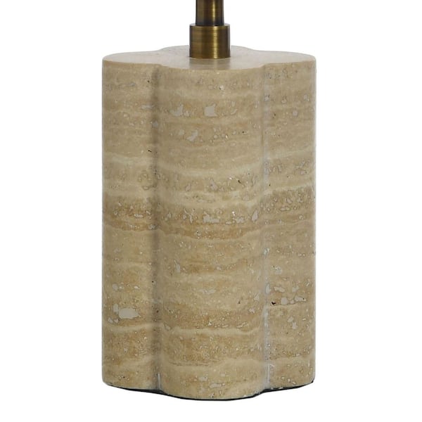 StyleCraft Amabel 13 in. Natural Beige Table Lamp with White Glass