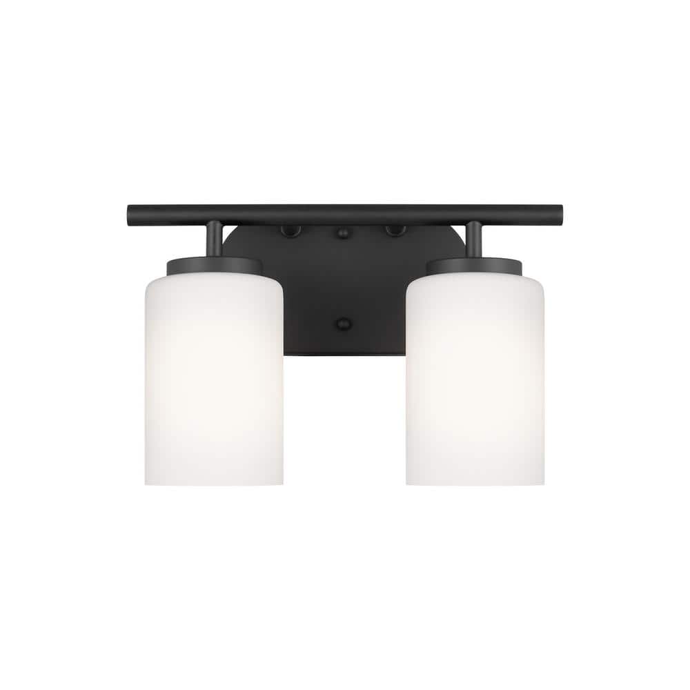 Midnight Black Bronze 2-Light Vanity Fixture with Opal Glass