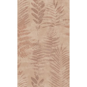Terracotta Textured Fern Leaves Tropical Paste the Wall Double Roll Wallpaper 57 sq. ft.