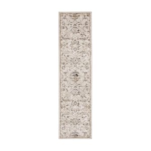 Orestes Cream 2 ft. x 8 ft. Traditional Floral Ornamental Botanical Runner Rug