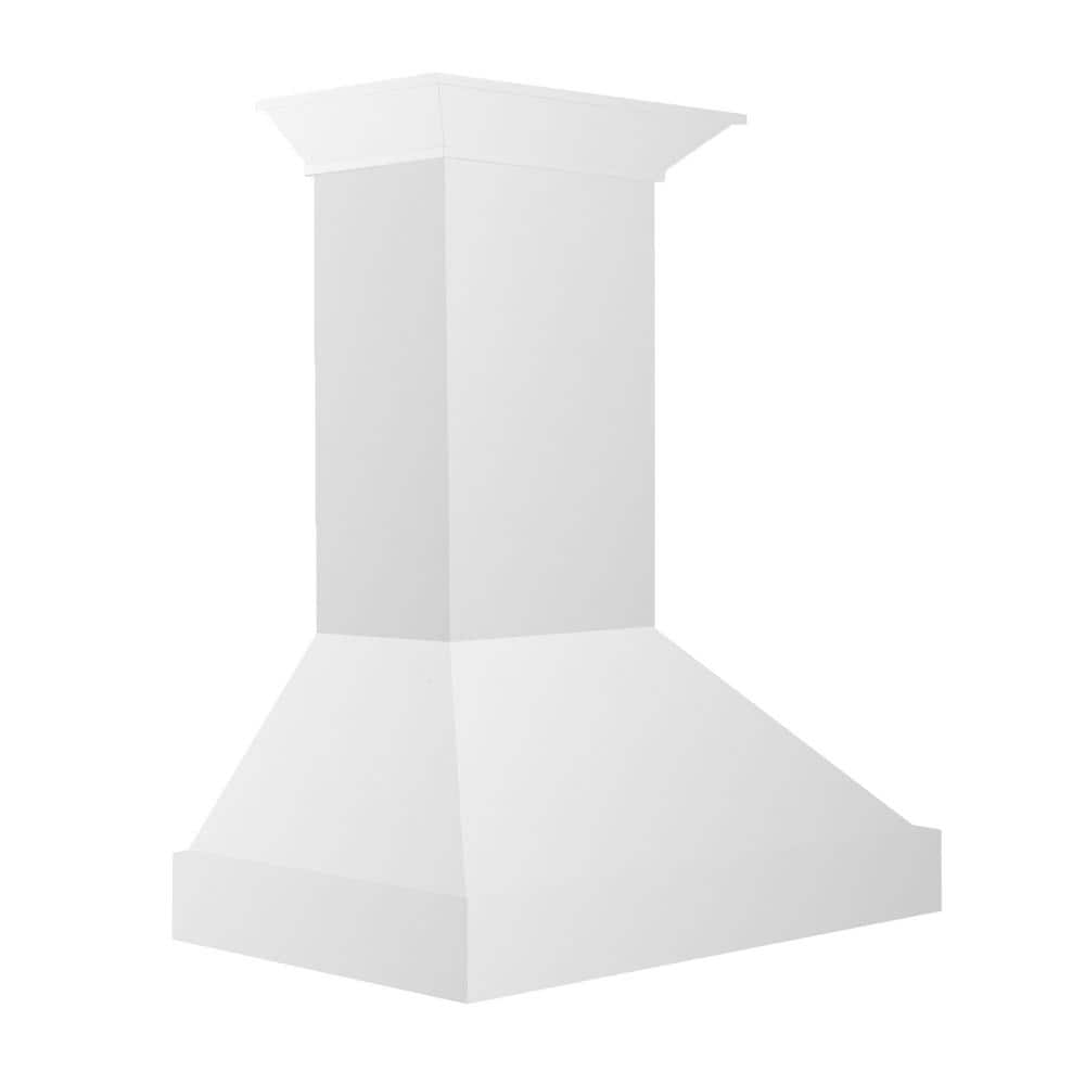 36 in. 400 CFM Convertible Wooden Wall Mount Range Hood in Smooth Bright White