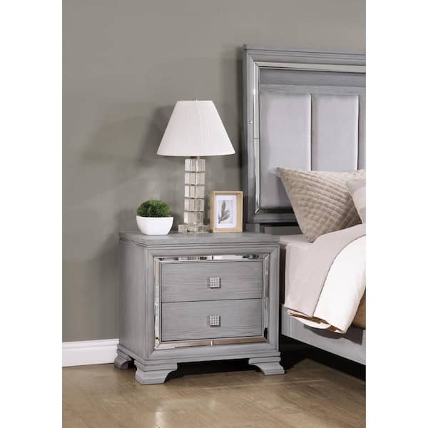 AndMakers Padua Washed Gray 2-Drawer 27 in. W Nightstand