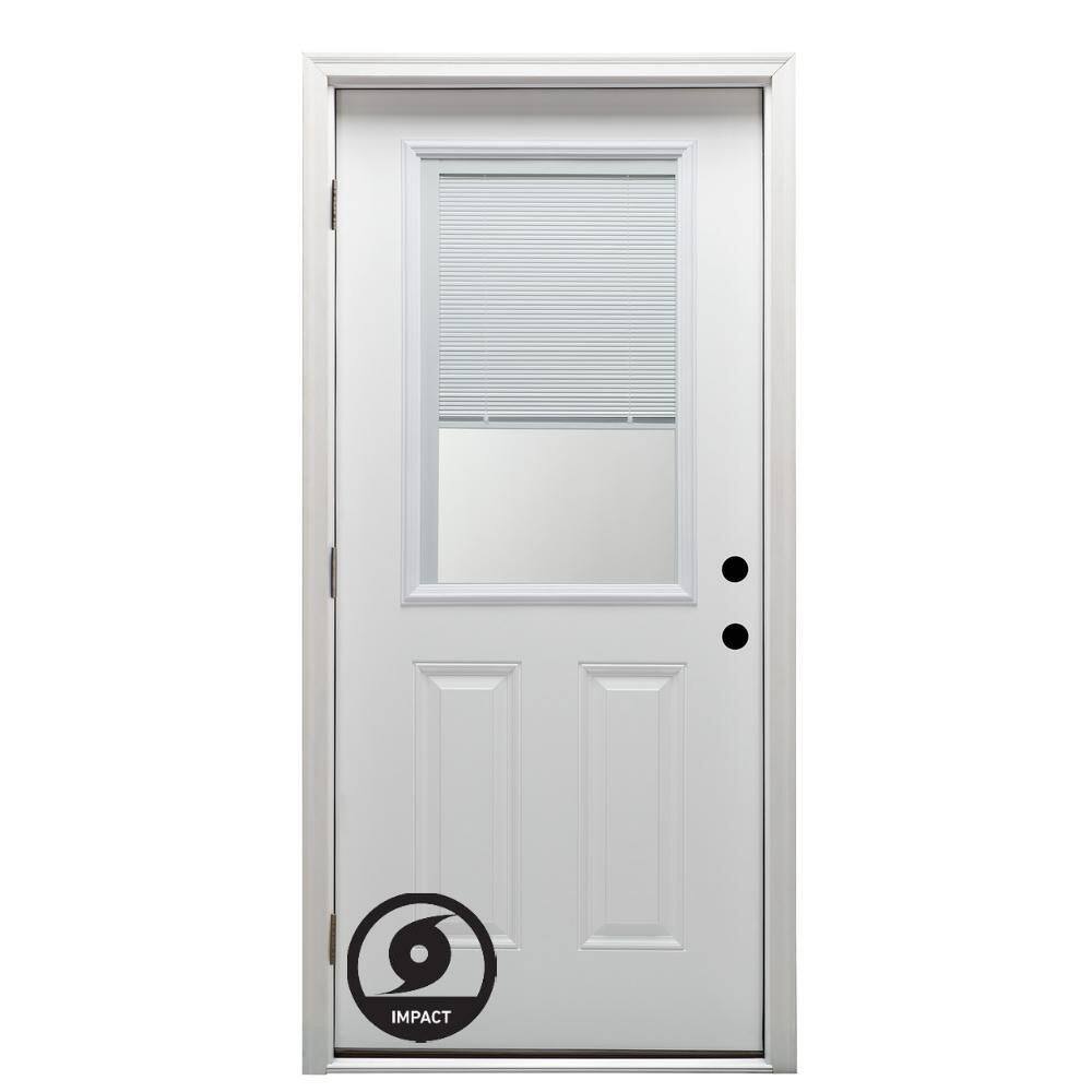 32 in. x 80 in. Severe Weather Internal Blinds Right-Hand 1/2-Lite Clear Primed Fiberglass Smooth Prehung Front Door price history on PriceWatchPro