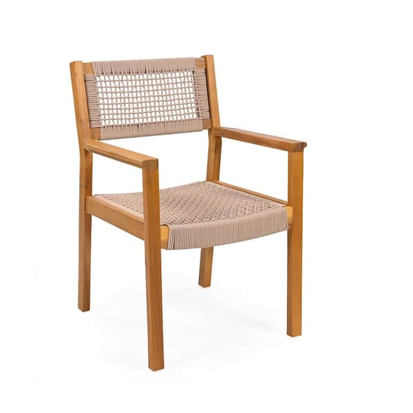 Set of 2-Braided Dining Chairs, natural rope seats, 400 lbs. Capacity, for Indoor and Outdoor Use