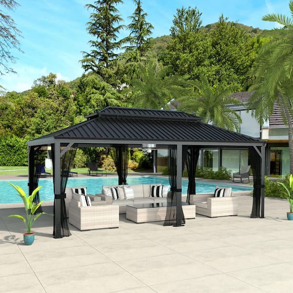 VEIKOUS 20 ft. W x 12 ft. D Aluminum Hardtop Gazebo with