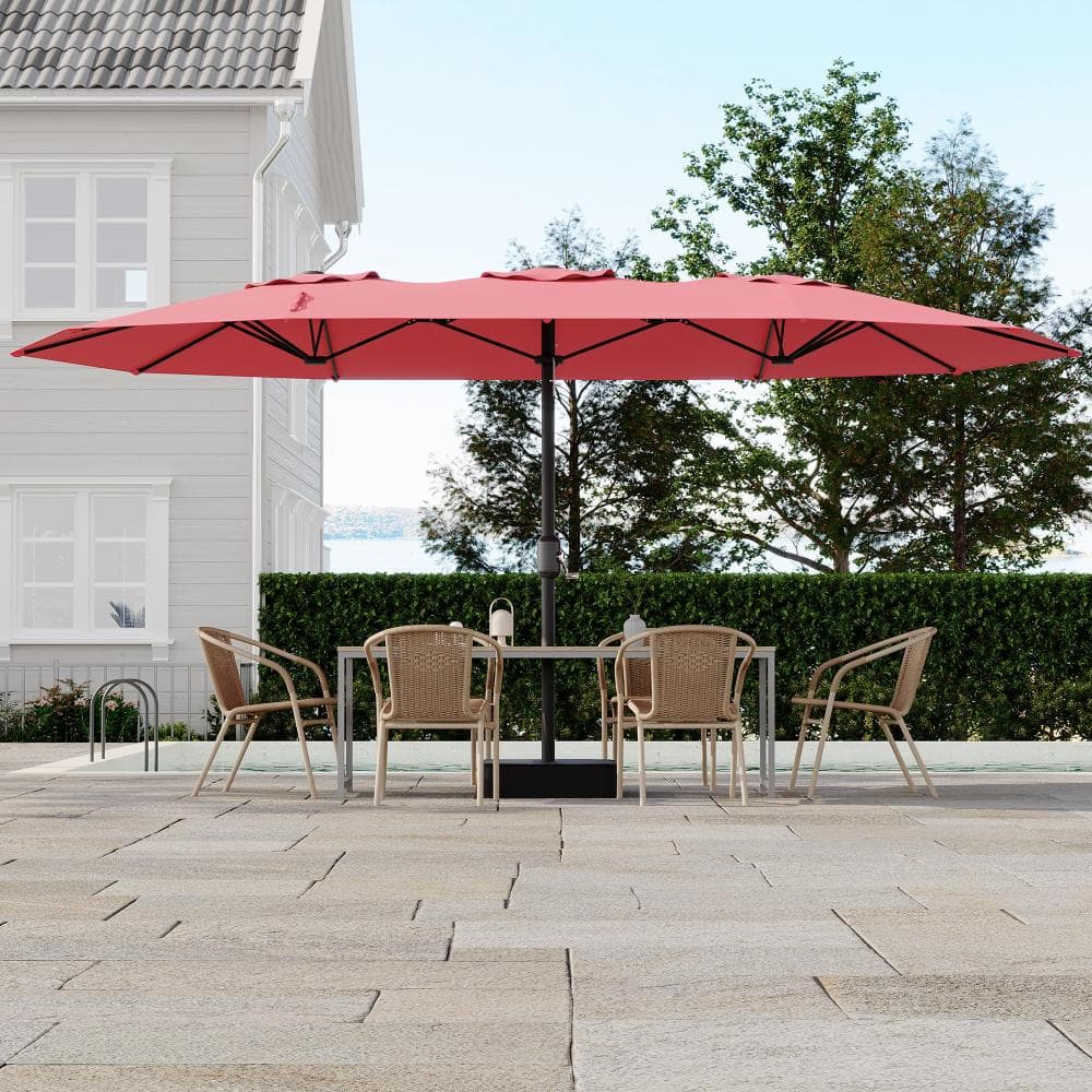 15FT Extra Large Double-Sided Outdoor Patio Umbrella with Base Included, for Garden Pool or Backyard, Red price history on PriceWatchPro