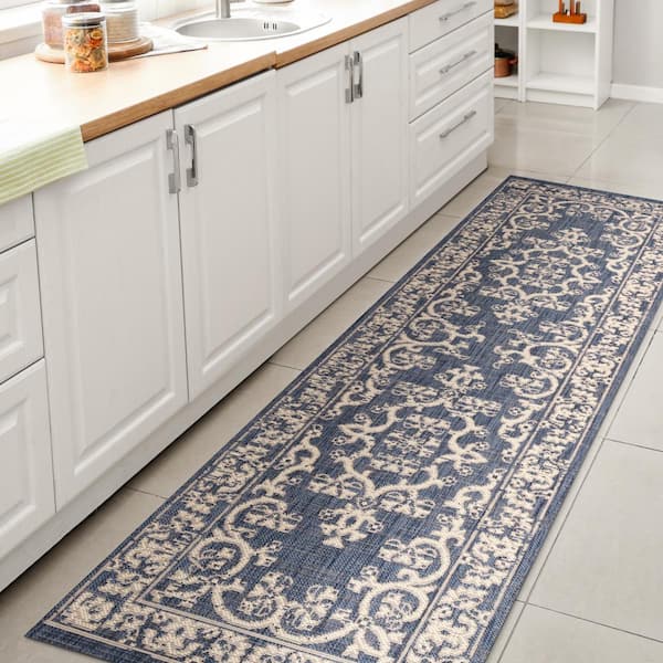 Galon Filigree Blue/Beige 2 ft. x 8 ft. Indoor/Outdoor Runner Rug