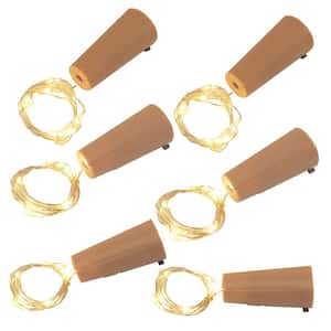 Warm White Wine Cork with Battery Operated Submersible Mini String Lights (6-Count)